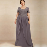 Chiffon long evening gown mother prom dress long skirt bridesmaid dress annual meeting host banquet dress performance dress plus size