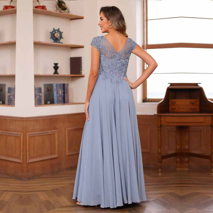 Fashion cross-border banquet long dress lace chiffon mop long skirt wedding mother's wear annual meeting performance clothes fat mm