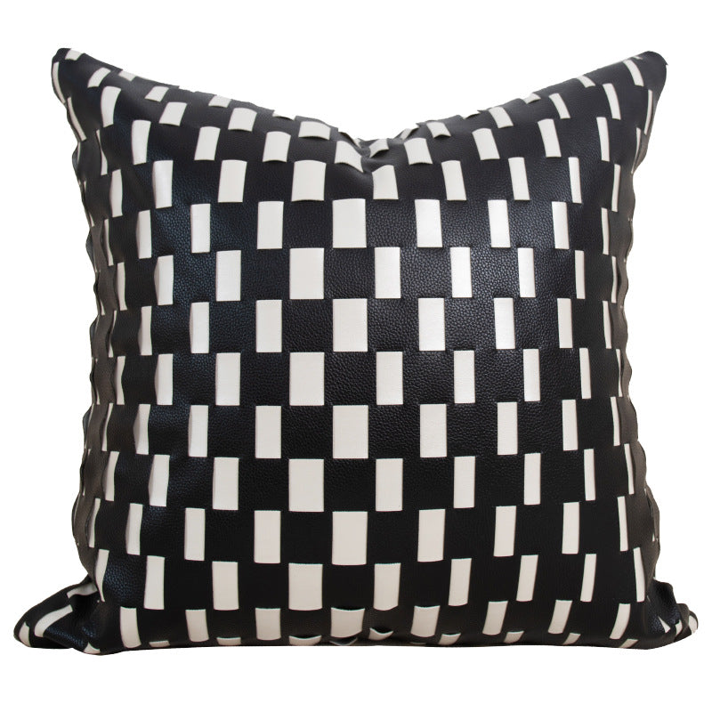 Abstract Face Lumbar Cushion Cover – Red Decorative Pillow for Sofa & Bed