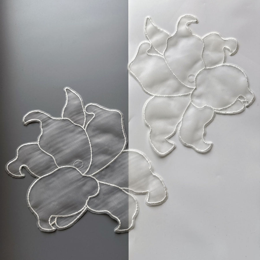 White Embroidered Gauze Sticker - DIY Wedding Dress & Clothing Handmade Designer Accessory (R129)