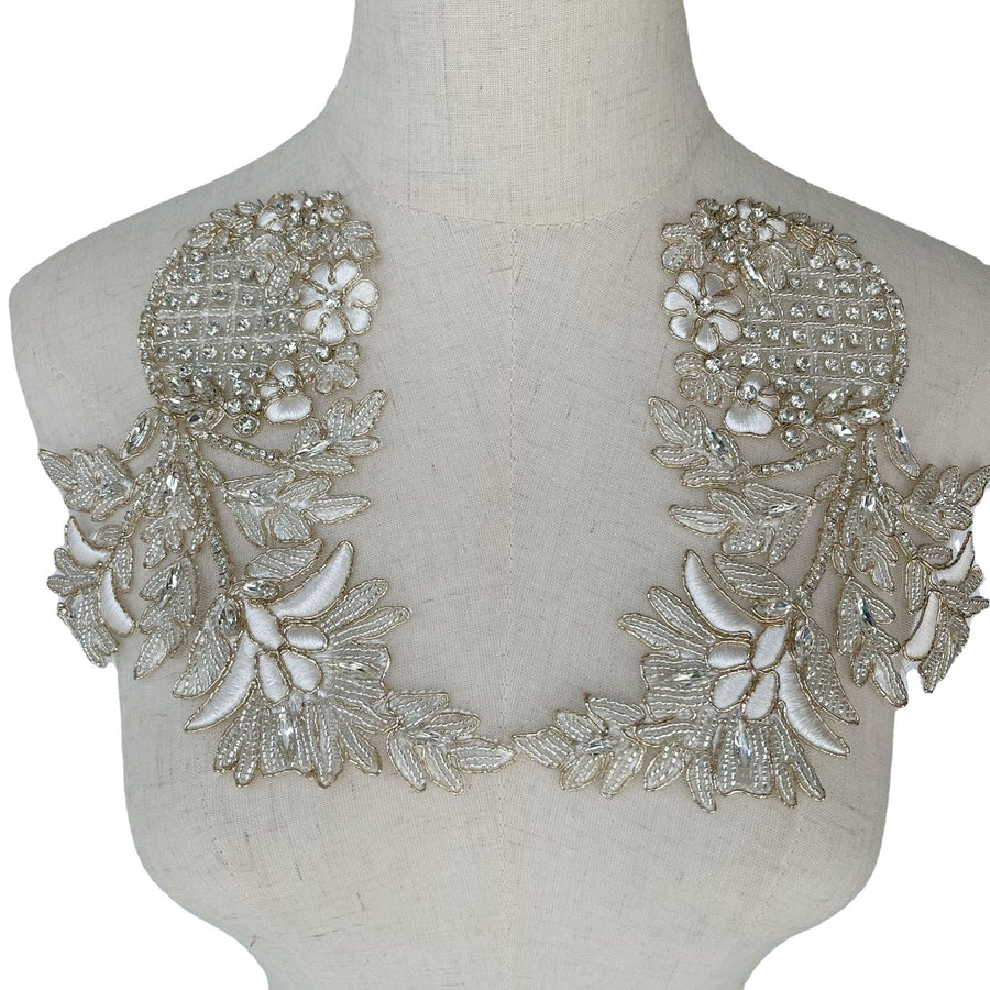 Heavy Industry Multi-Color Diamond Lace Applique - Luxury Patch for Dress, Hat & Headscarf DIY
