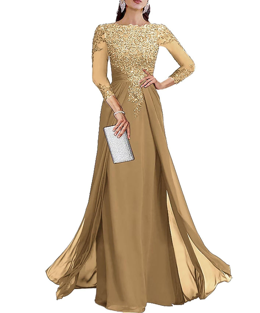 Cross-border lace patchwork long evening dress women's three-quarter sleeve banquet host bridesmaid dress new arrival elegant slimming evening gown