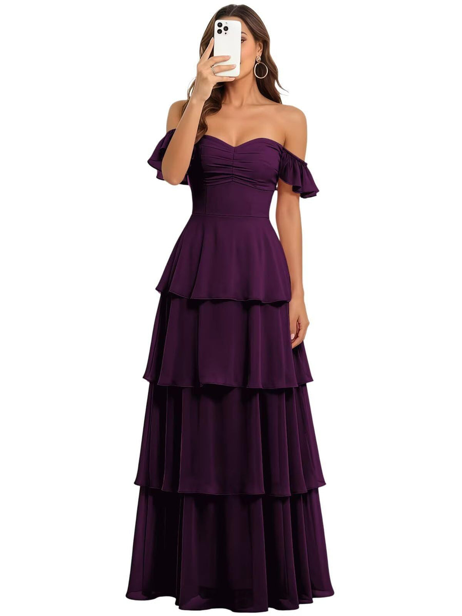 Fairy new arrival mori style bridesmaid dress women's long fairy elegant chiffon cake skirt one shoulder backless strap evening dress