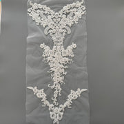 White Beaded Sequin Lace Embroidered Fabric - 3D DIY Wedding Dress, Gown & Apparel Trim (ZH484)