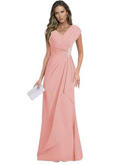 Cross-border plus sizenew arrival evening dress elegancev neck chiffon silm large swing long banquet dress long skirt female bridesmaid