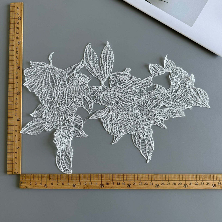 White Hollow Fish Silk Lace embroidery cloth for bridal veil and wedding dress decoration