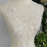 White DIY handmade accessories, wedding dress decoration lace to flower applique front chest back lace ZH125