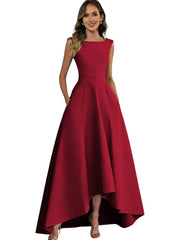 Cross-border best-selling sleeveless evening dress for women, short in front and long in back, bridesmaid, sister group, bestie dress, dinner red carpet dress a dress