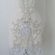 Heavy Embroidered Lace Flower Patch – Silver Beads, Sequin & Pearl DIY Wedding Dress Appliqué (ZH322)