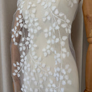 Zh474 3d leaf embroidered fabric lace for apparel, flexible embroidery for wedding dresses, diy fashion dresses