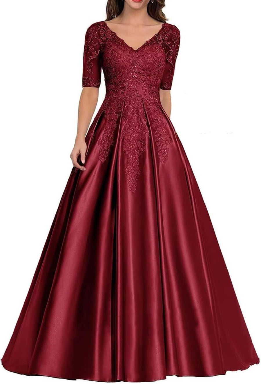 European and american style plus size evening gown - women's satin floor-length dress - perfect for weddings, bridesmaids, annual galas, and performances - flattering and figure-forgiving
