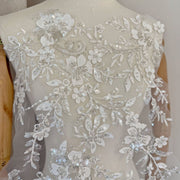 Zh476 sequin embroidery stereo laser embroidery beaded fabric evening dress performance collar flower diy catwalk children's clothing
