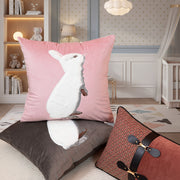 Bunny Embroidered Cushion Cover - Soft Nordic Charm for Home Interiors