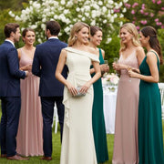 Cross-border amazon bestseller: long one-shoulder mermaid evening gown - perfect for bridesmaids, weddings, and socialite gatherings