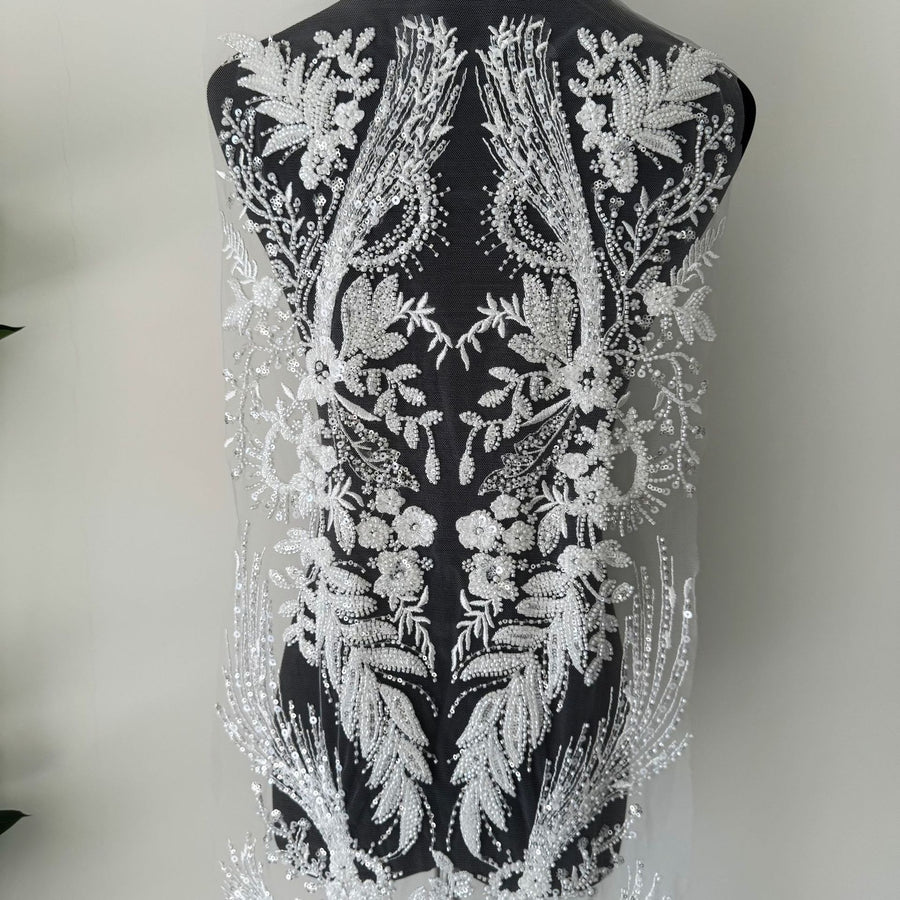 Rhinestone Sequin Lace Flower Appliqué - DIY Wedding Dress, Evening Gown & Formal Wear Embellishment (ZH426)