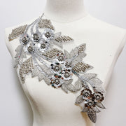 Silver Beaded Sequins Lace Flower Accessory - DIY Wedding Dress, Veil & Shoe Decoration