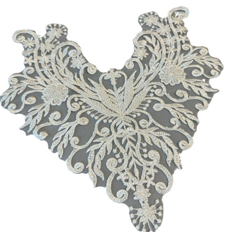 Lace Sequin Millet Bead Neckline Corsage - DIY Wedding Dress & Headscarf Accessory (ZH248)