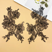 A piece of beige fish silk thread lace flower to flower applique DIY handmade bridal veil jewelry accessories