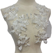 3d applique white sequin embroidery diy clothing runway outfit floral patch headscarf hat embellishment patch flower accessories