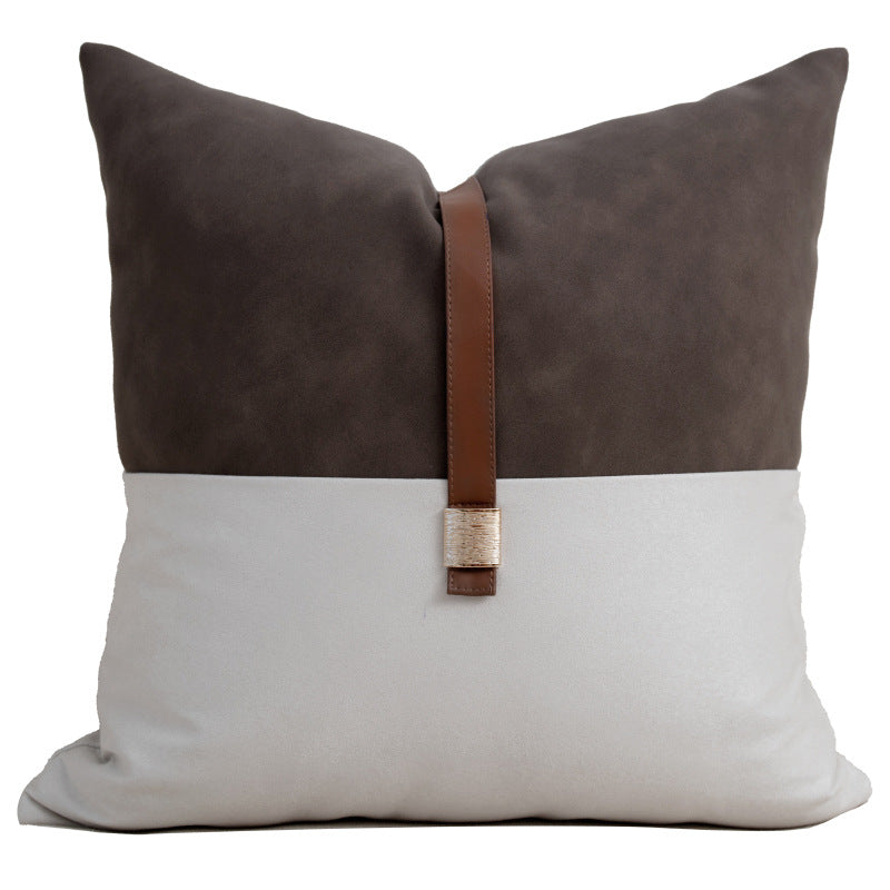 Luxury cushion cover in coffee and gold tones with soft fabric and elegant design