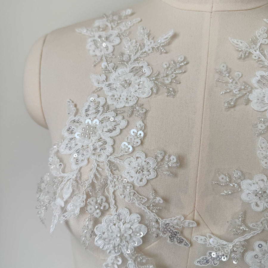 Trendy Beaded Rhinestone Lace Appliqué - DIY Handmade Wedding Dress & Clothing Accessories (ZH429)