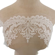 White Lace Mesh Heavy Industry Diamond Handmade Beading Ribbon - Luxurious DIY Clothing & Wedding Dress Trim (ZH463)