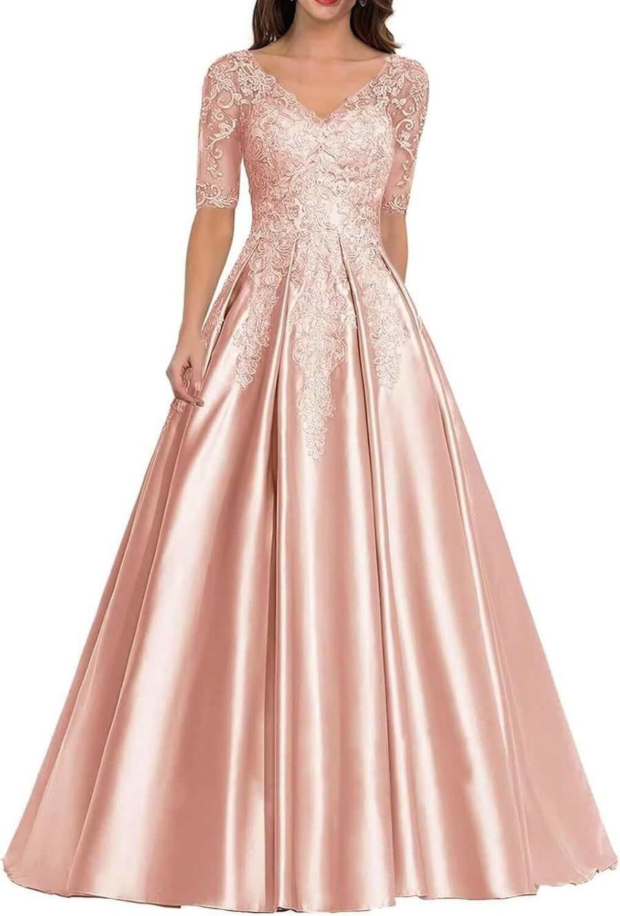 European and american style plus size evening gown - women's satin floor-length dress - perfect for weddings, bridesmaids, annual galas, and performances - flattering and figure-forgiving