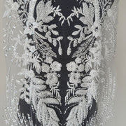 Rhinestone Sequin Lace Flower Appliqué - DIY Wedding Dress, Evening Gown & Formal Wear Embellishment (ZH426)
