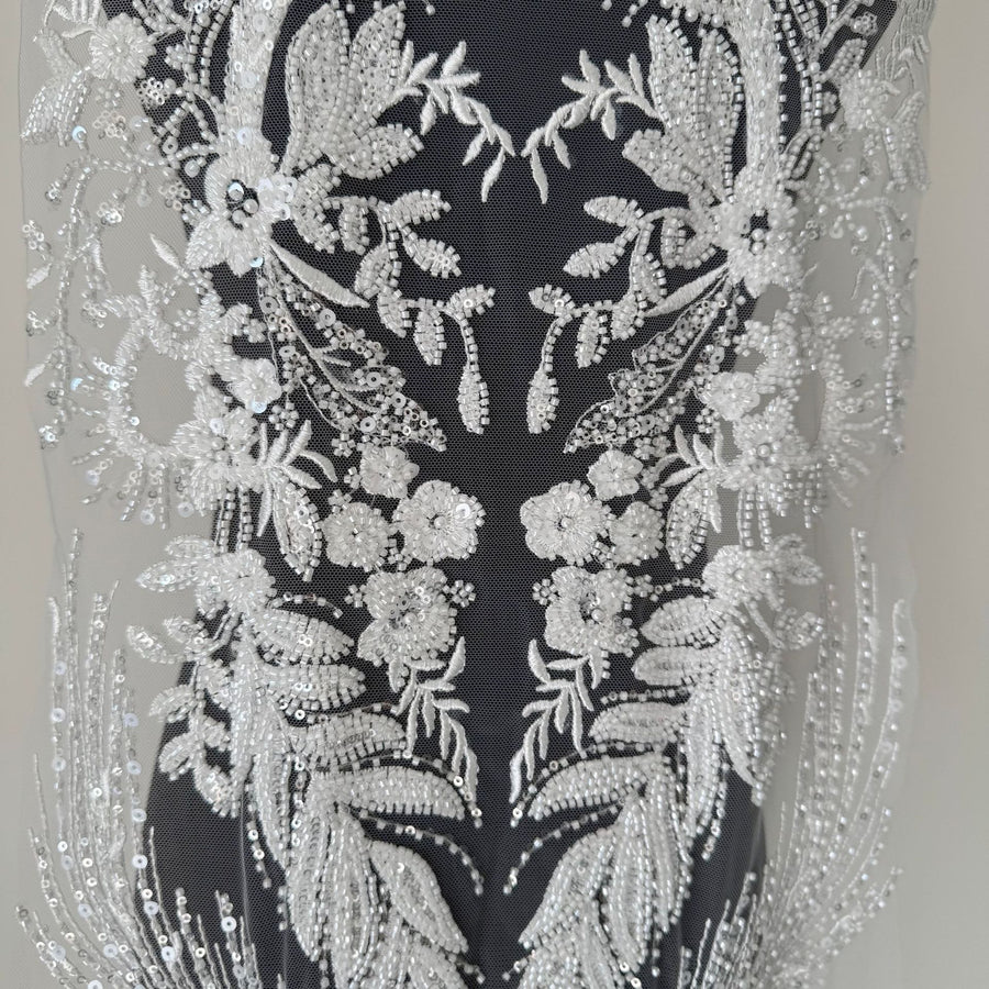 Rhinestone Sequin Lace Flower Appliqué - DIY Wedding Dress, Evening Gown & Formal Wear Embellishment (ZH426)