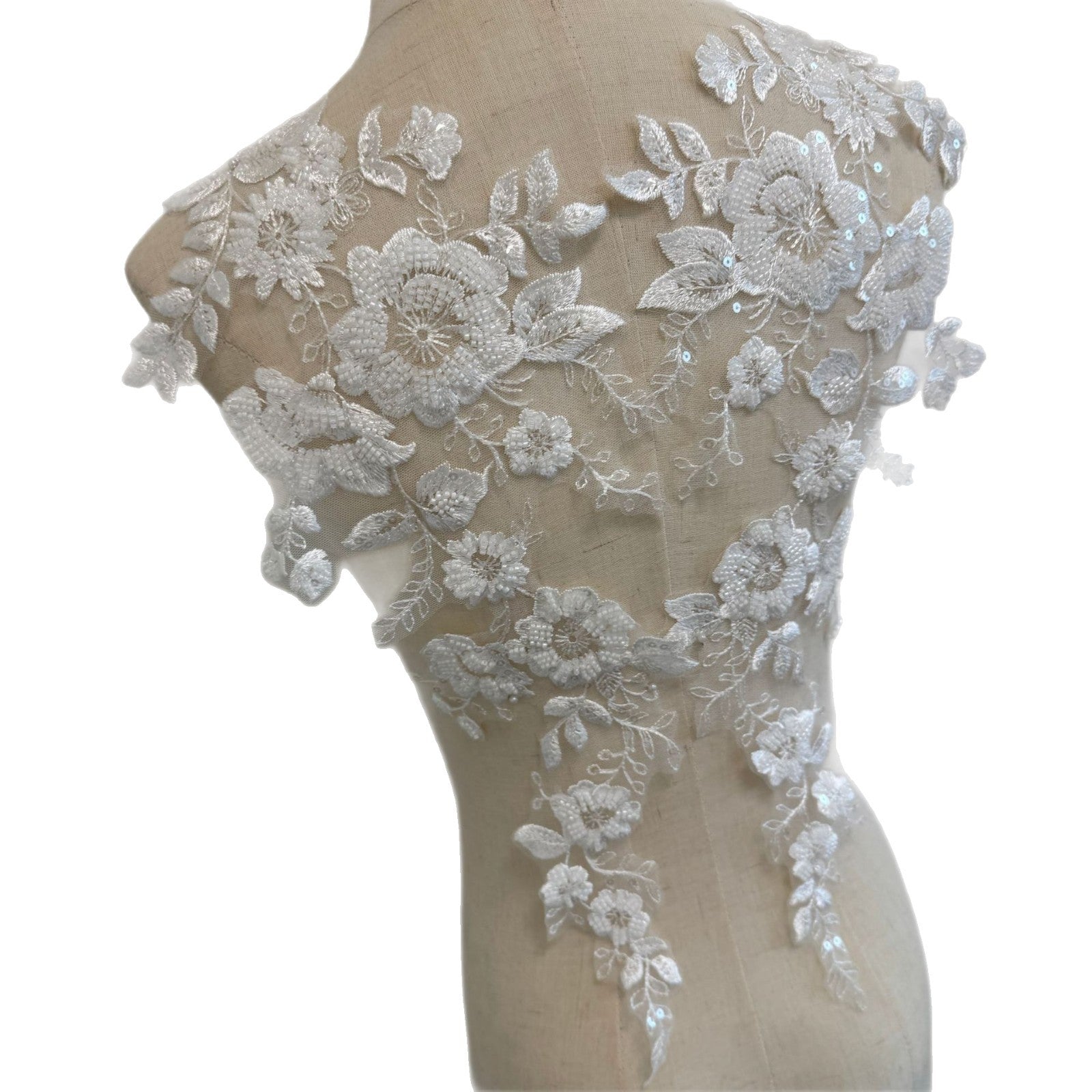 White pair of three-dimensional beads embroidery accessories clothing design DIY material wedding veil handmade ZH351