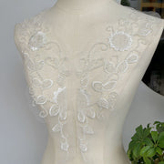 White neckline floral accessories DIY wedding dress stage clothing material beaded lace flower