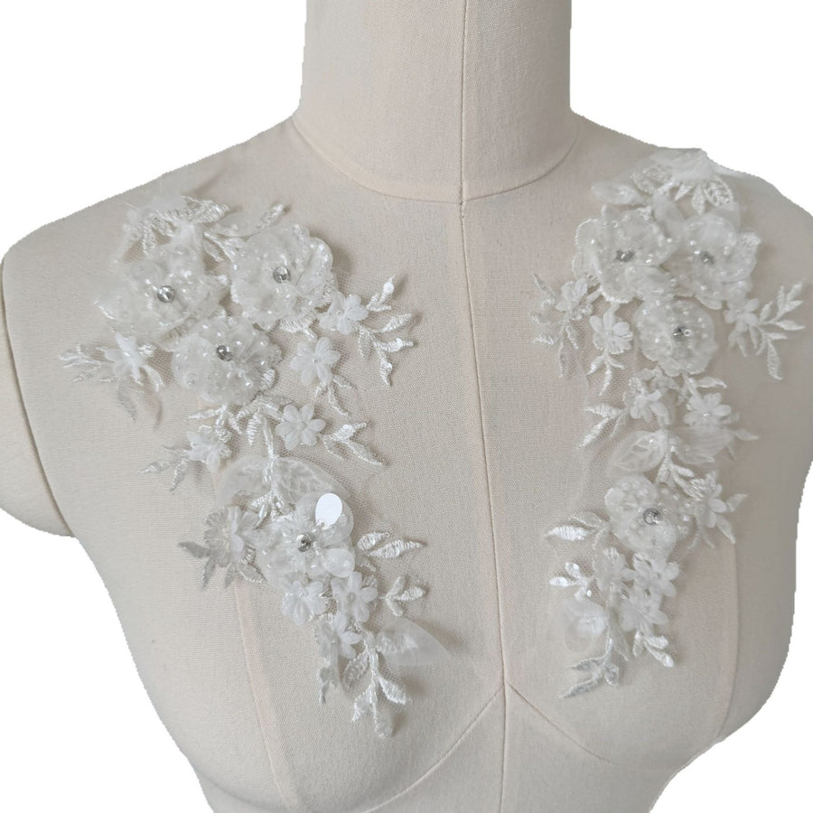 Hand-Sewn Bead Lace Flower Sticker - DIY Clothing Accessories & Dress Decorative Flower Beads (ZH310)
