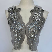 Black three-dimensional bead flower coat, rhinestone clothing neckline, waist accessories, shoulder accessories, wedding dress DIY auxiliary