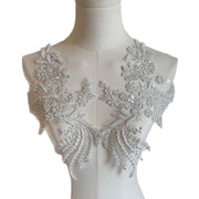 Silver European Style High-End Embroidered Lace Floral Appliqué - Handmade DIY Wedding Dress & Clothing Material (ZH446)