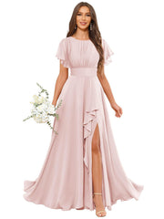 Cross-border amazon bestseller: long bohemian chiffon midi dress - short sleeve, cinched waist, evening gown, bridesmaid dress