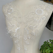 White DIY handmade accessories, wedding dress decoration lace to flower applique front chest back lace ZH125