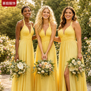 Amazon's best selling bridesmaid dress sleeveless deep v neck backless long skirt forest style fairy evening dress party dress
