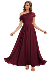 Amazon fashion chiffon one-shoulder long bridesmaid dress wedding annual meeting banquet host evening dress bestie long dress