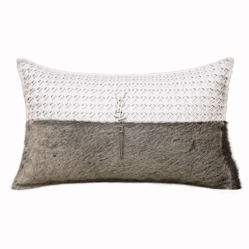 Grey Genuine Leather Cushion Set - Modern Luxury for Refined Interiors