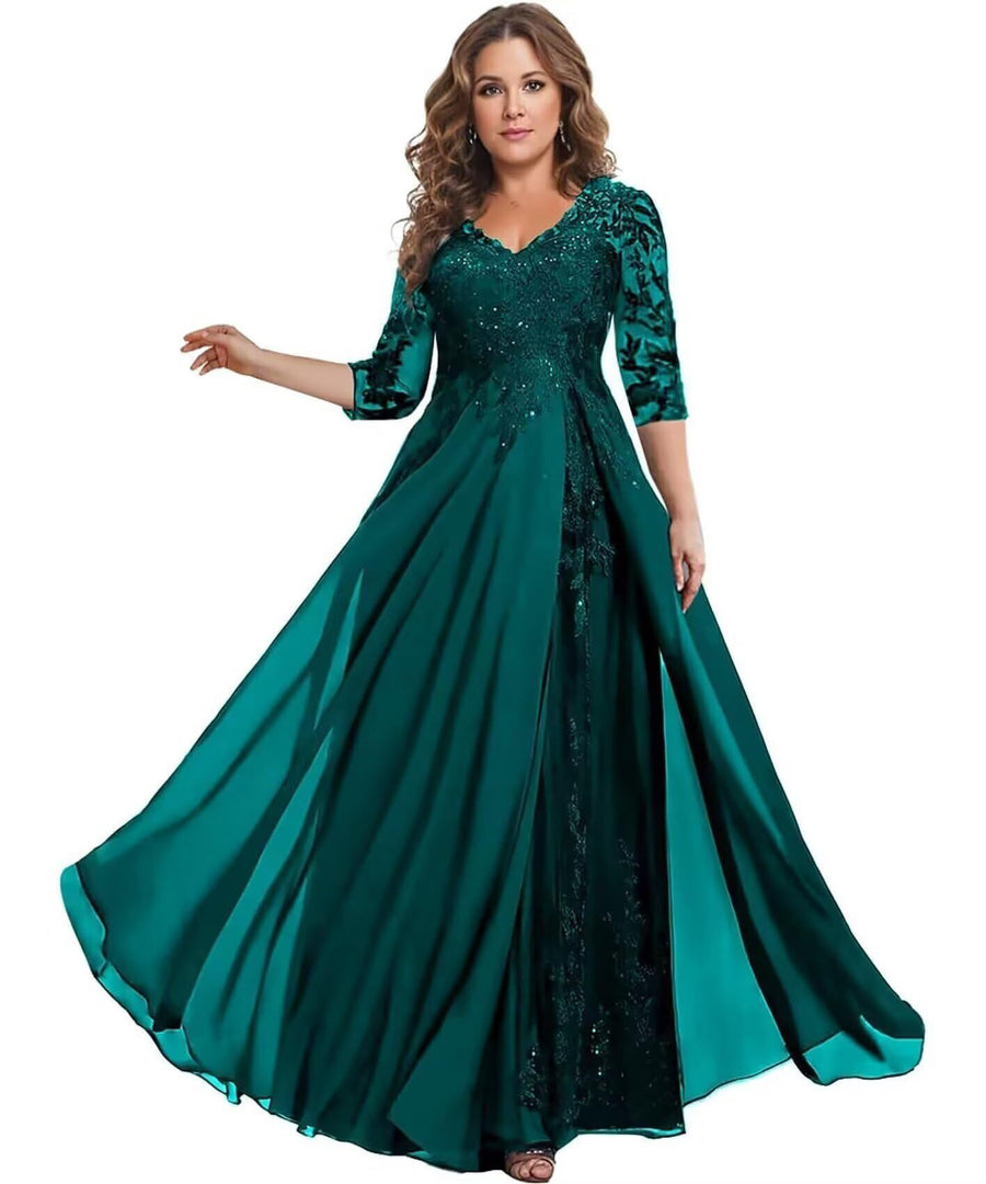 European station cross-border amazon dress chiffon patchwork lace cut out long dress bridesmaid evening dress women's evening dress