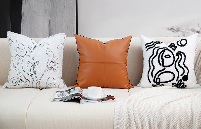 Picasso-Inspired Cushion Cover - Black & White Abstract Art
