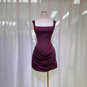 Square-Neck Corset Mini Dress — Draped Cocktail Silhouette