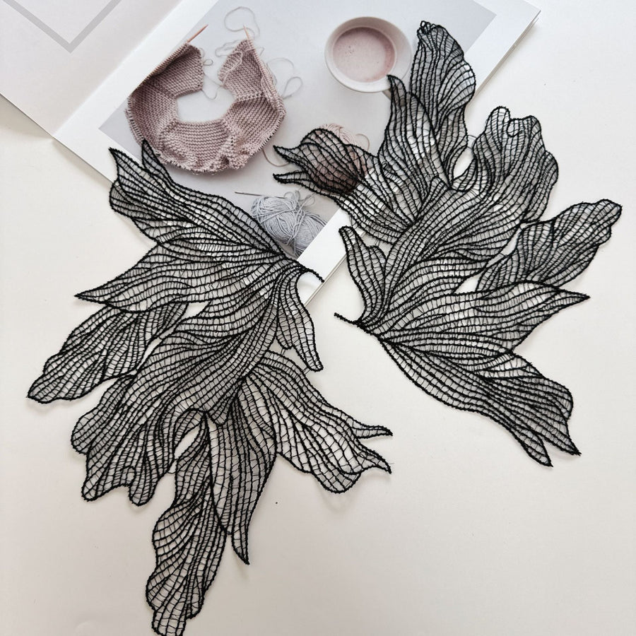 Black Butterfly Fish Silk Embroidery Lace Patch - DIY Clothing & Handmade Accessories Sticker (R70)