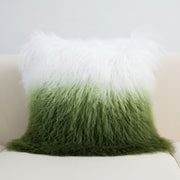 Gradient Shearling Cushion Cover - Geometric Lines in Modern Luxury Style