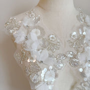 Handmade Rhinestone Sequin Lace Flower Appliqué - DIY Bridal, Evening Gown & Wedding Dress Embellishment (ZH424)