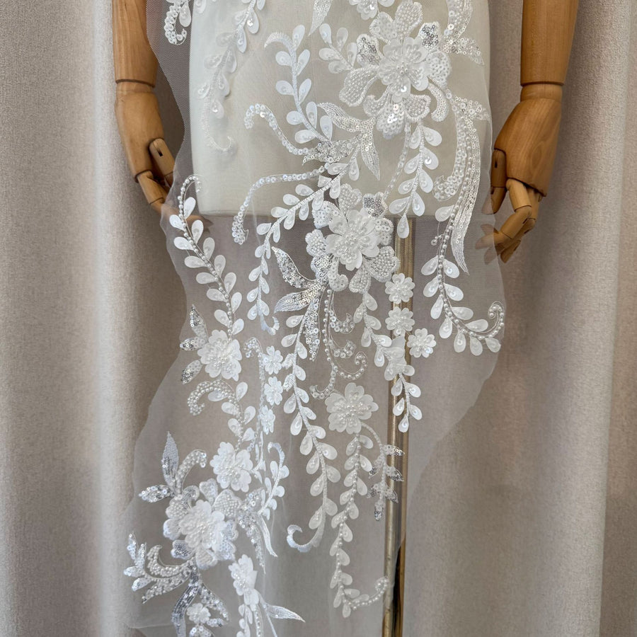 Zh471 new large embroidery bead embroidery sequin sequin wedding dress children's clothing embroidered fabric computer embroidery