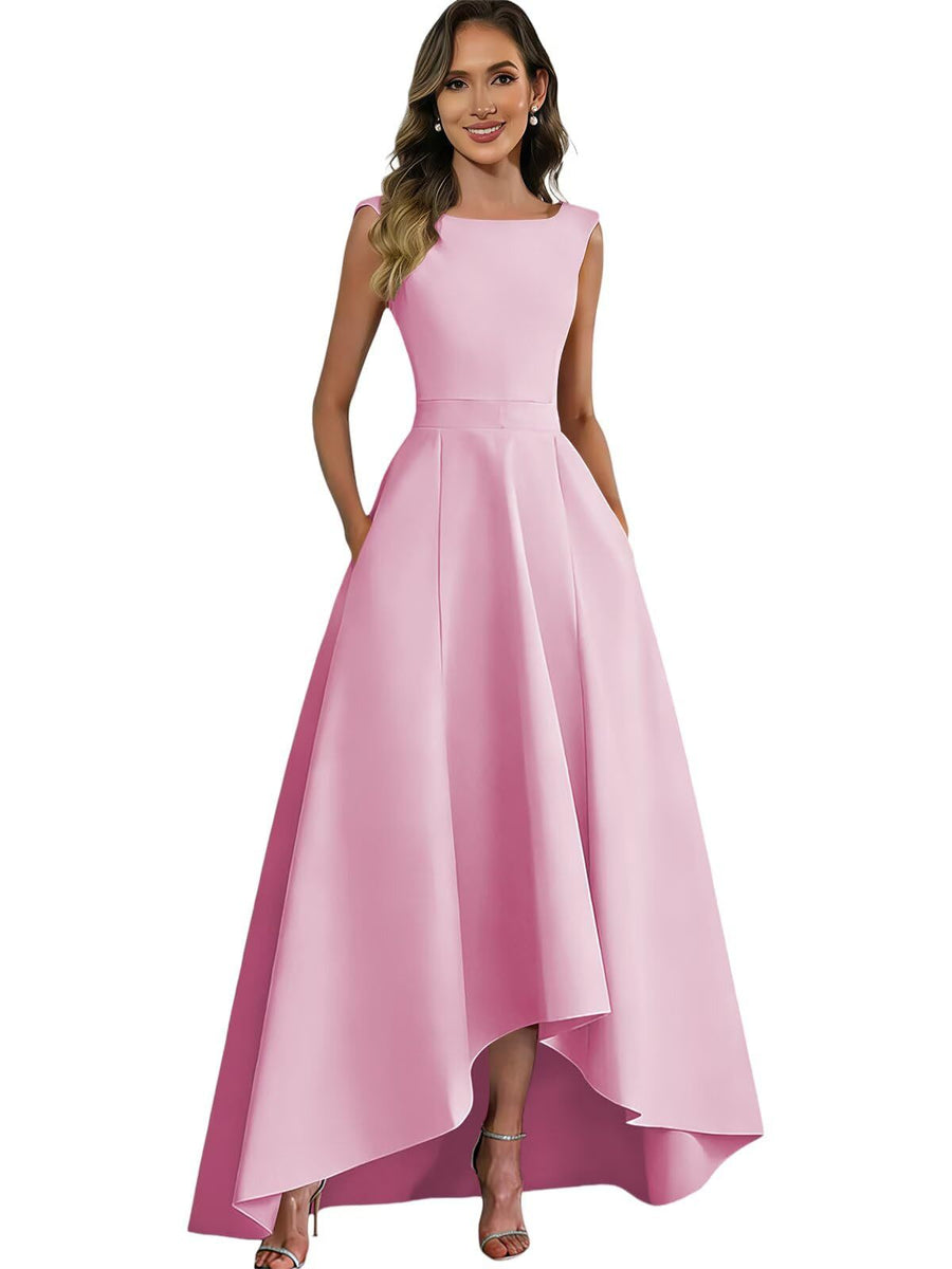 Cross-border best-selling sleeveless evening dress for women, short in front and long in back, bridesmaid, sister group, bestie dress, dinner red carpet dress a dress