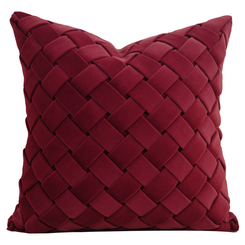 Abstract Face Lumbar Cushion Cover – Red Decorative Pillow for Sofa & Bed