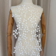 Zh474 3d leaf embroidered fabric lace for apparel, flexible embroidery for wedding dresses, diy fashion dresses