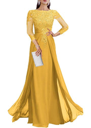 Cross-border lace patchwork long evening dress women's three-quarter sleeve banquet host bridesmaid dress new arrival elegant slimming evening gown